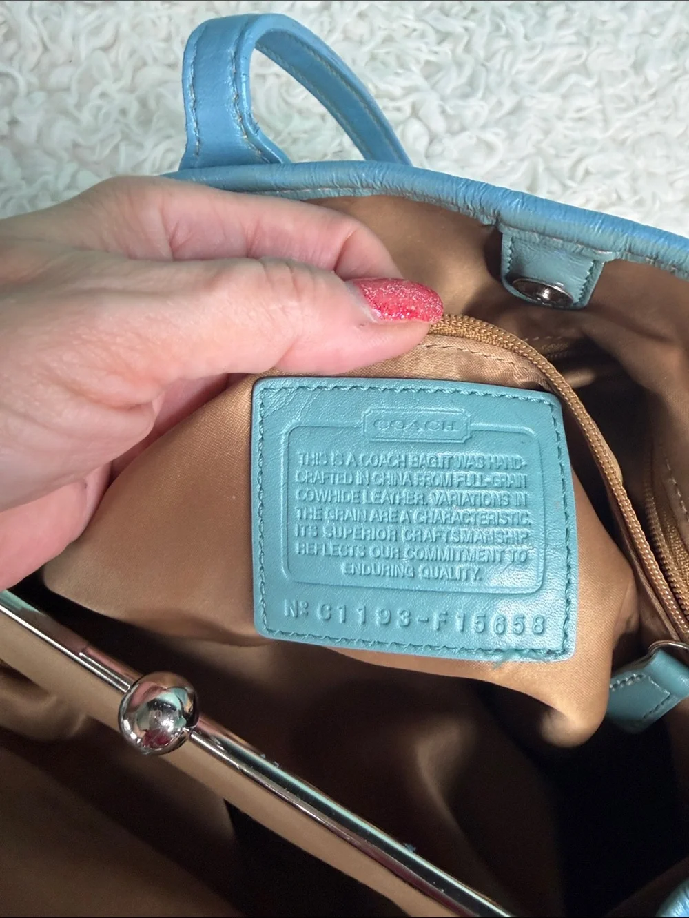 Coach Teal Blue Leather Satchel